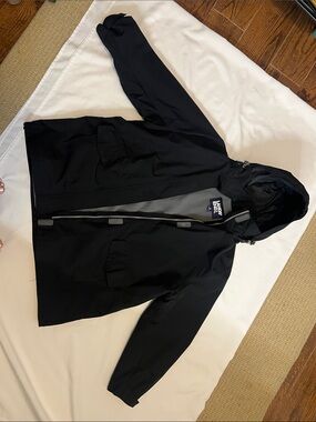 Lands' End Black Hooded Waterproof Shell Jacket
